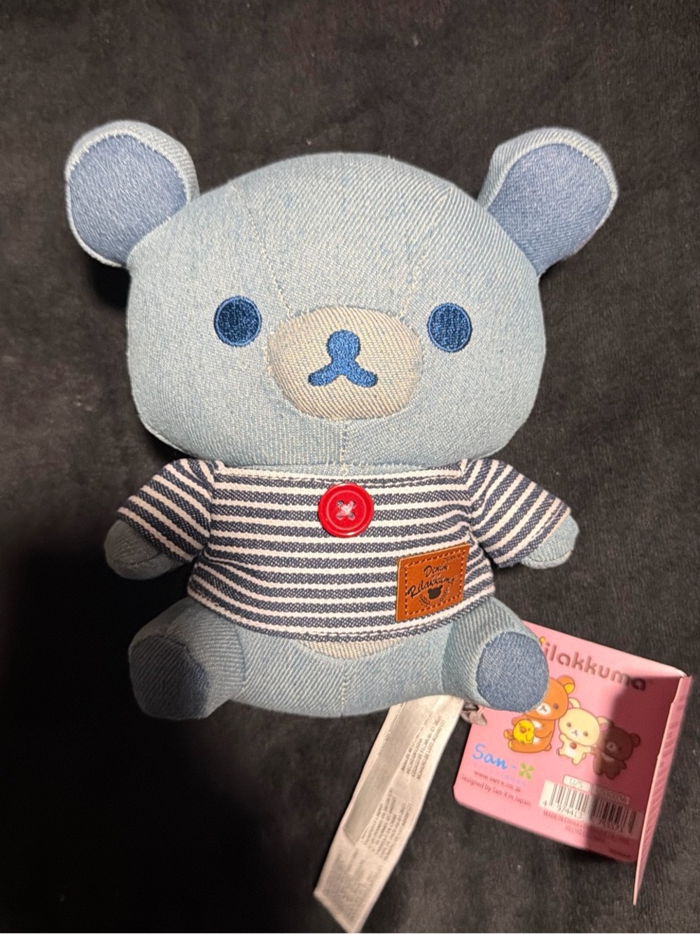 Rilakkuma blue denim bear plush
